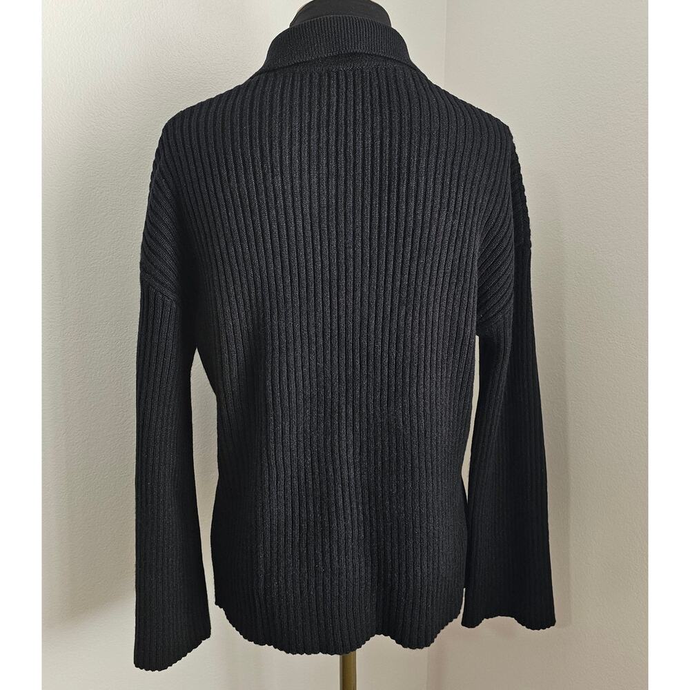 REFORMATION Fantino Black Ribbed Cashmere Button Collared Cardigan Sweater XS - Picture 7 of 13